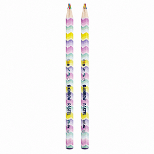 Kit com 2 Lápis de Cor Tamanho Jumbo Rainbow – Mina Multicolorida Pastel - Tris