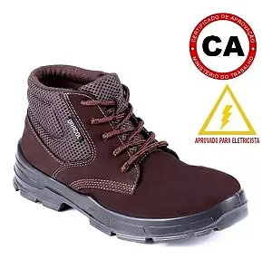 Botina de Segurança BAE Nobuck Bico PVC CA 48383 Marrom - Bracol