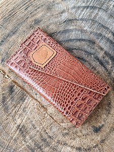 Carteira Tacitus Croco caramelo