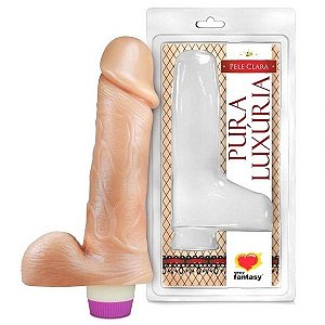 Pênis com Escroto e Vibrador - 18cm