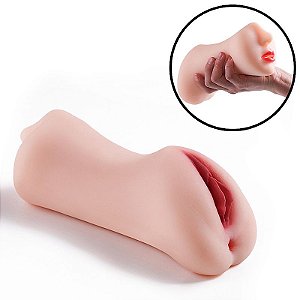 Masturbador Duplo - Vagina e Ânus com Boca 25,0 x 8,0cm