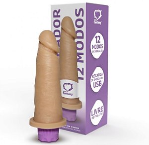 Pênis Realístico com Vibro 15,3 x 4cm Recarregável