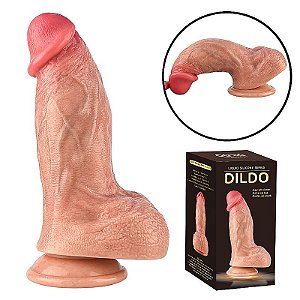 Pênis Realístico com Ventosa - Silicone Líquido - 18,5 x 5,4 cm