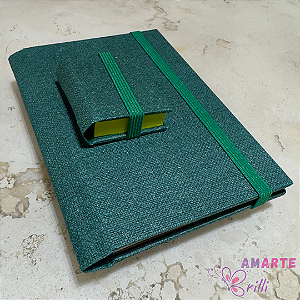 Kit Caderno Brochura A6 e Porta Post It - Folhas Lisas