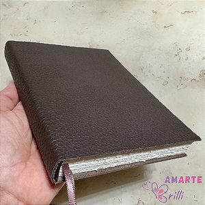 Caderno A6+ Tipo Moleskine - Couro - Folhas Lisas