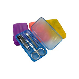 Kit 4 Itens Tesoura Cortador Espátula de Cutícula e Pinça