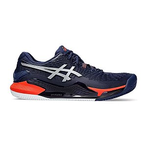 Tênis Asics Gel Resolution 9 Clay Azul Marinho e Laranja Masc.