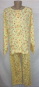 Pijama Malha Feminino m/longa c/ Botão