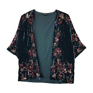 Kimono em Veludo Bordado, U