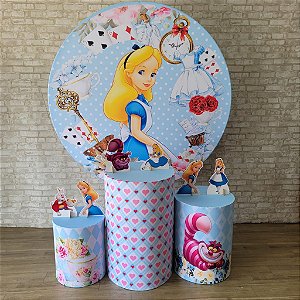 Alugue Tema Para Festa Decoração Alice no País das Maravilhas Tecido ( Modelo 1 )