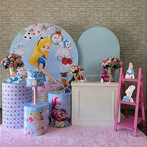 Alugue Tema Para Festa Decoração Alice no País das Maravilhas Tecido ( Modelo 3 )