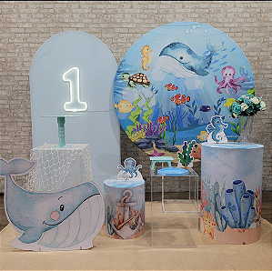Alugue Tema Para Festa Decoração Fundo do Mar Menino Tecido ( Modelo 3 )