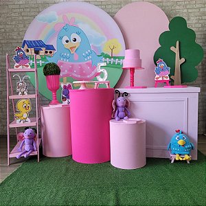 Alugue Tema Para Festa Decoração Galinha Pintadinha Rosa Tecido ( Modelo 3 )