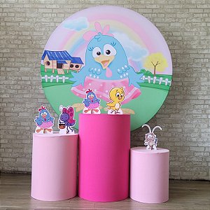 Alugue Tema Para Festa Decoração Galinha Pintadinha Rosa Tecido ( Modelo 1 )