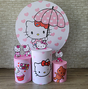 Alugue Tema Para Festa Decoração Hello Kitty Tecido ( Modelo 1 )