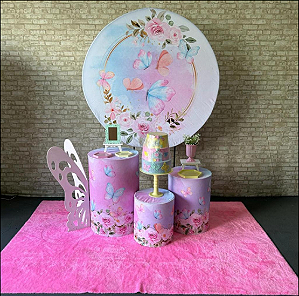 Alugue Tema Para Festa Decoração Jardim das Borboletas Tecido ( Modelo 2 )