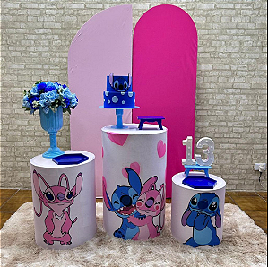 Alugue Tema Para Festa Decoração Lilo Stitch e Angel Tecido ( Modelo 3 )