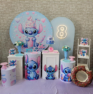 Alugue Tema Para Festa Decoração Lilo Stitch Doce Tecido ( Modelo 3 )