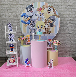 Alugue Tema Para Festa Decoração Looney Tunes Menina Tecido ( Modelo 2 )