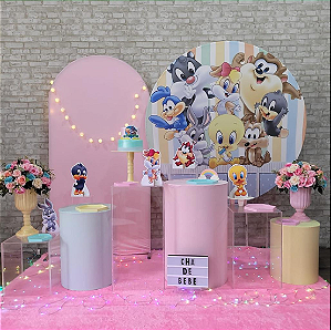 Alugue Tema Para Festa Decoração Looney Tunes Menina Tecido ( Modelo 4 )