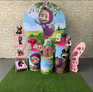 Alugue Tema Para Festa Decoração Masha e o Urso Tecido ( Modelo 2 )