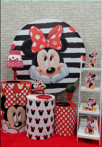 Alugue Tema Para Festa Decoração Minnie Vermelha Tecido ( Modelo 2 )