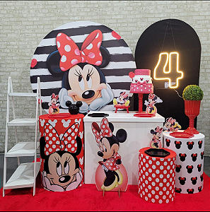Alugue Tema Para Festa Decoração Minnie Vermelha Tecido ( Modelo 3 )