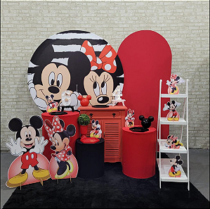 Alugue Tema Para Festa Decoração Minnie e Mickey Tecido ( Modelo 3 )