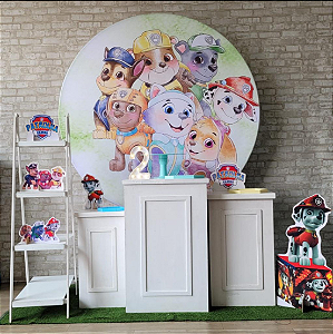 Alugue Tema Para Festa Decoração Patrulha Canina Candy Color Tecido ( Modelo 2 )