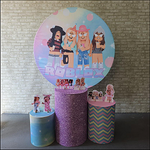 Alugue Tema Para Festa Decoração Roblox Feminino Tecido ( Modelo 1 )