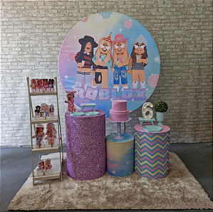 Alugue Tema Para Festa Decoração Roblox Feminino Tecido ( Modelo 2 )