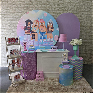 Alugue Tema Para Festa Decoração Roblox Feminino Tecido ( Modelo 3 )