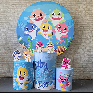 Alugue Tema Para Festa Decoração Baby Shark Tecido ( Modelo 1 )
