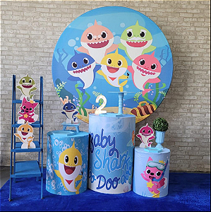 Alugue Tema Para Festa Decoração Baby Shark Tecido ( Modelo 2 )