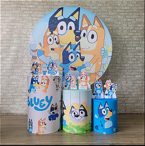 Alugue Tema Para Festa Decoração Bluey Tecido ( Modelo 1 )