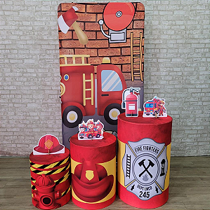 Alugue Tema Para Festa Decoração Bombeiro Tecido ( Modelo 1 )