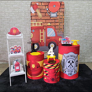 Alugue Tema Para Festa Decoração Bombeiro Tecido ( Modelo 2 )