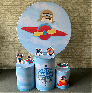 Alugue Tema Para Festa Decoração Menino Aviador Tecido ( Modelo 1 )