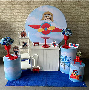 Alugue Tema Para Festa Decoração Menino Aviador Tecido ( Modelo 3 )