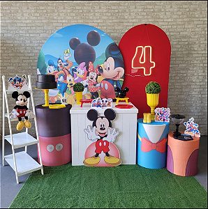 Alugue Tema Para Festa Decoração Mickey e sua Turma Tecido ( Modelo 3 )