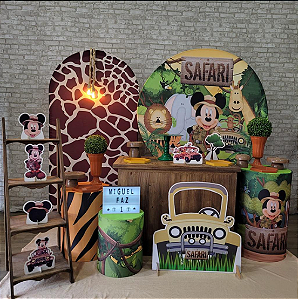 Alugue Tema Para Festa Decoração Mickey Safari Tecido ( Modelo 3 )