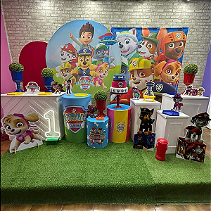 Alugue Tema Para Festa Decoração Patrulha Canina Tecido ( Modelo 4 )