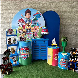 Alugue Tema Para Festa Decoração Patrulha Canina Tecido ( Modelo 3 )
