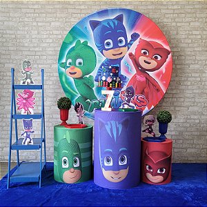 Alugue Tema Para Festa Decoração PJ Masks Tecido ( Modelo 2 )
