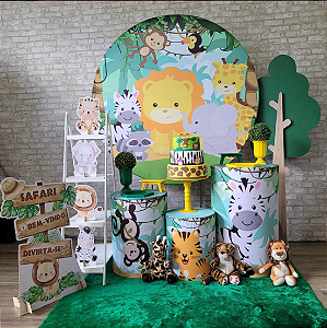Alugue Tema Para Festa Decoração Safari Tecido ( Modelo 2 )