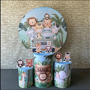 Alugue Tema Para Festa Decoração Safari Tecido ( Modelo 4 )