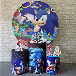 Alugue Tema Para Festa Decoração Sonic Tecido ( Modelo 1 )