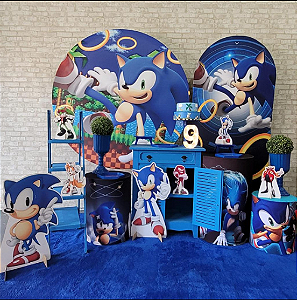 Alugue Tema Para Festa Decoração Sonic Tecido ( Modelo 3 )