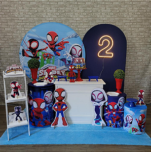 Alugue Tema Para Festa Decoração Spidey e Seus Amigos Tecido ( Modelo 3 )