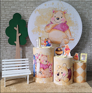 Alugue Tema Para Festa Decoração Ursinho Pooh Tecido ( Modelo 2 )